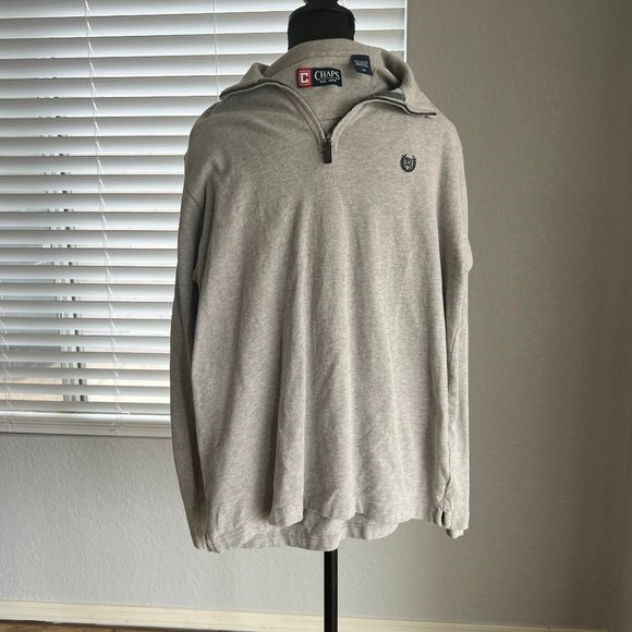 Mens Chaps 1/4 Zip Heather Grey Pullover - Size M - Picture 1 of 3